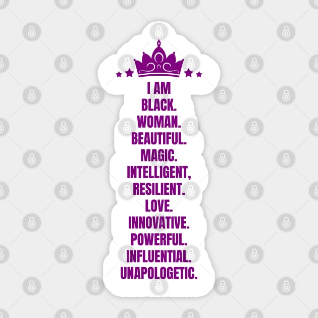 I Am A Powerful Black Woman | African American | Black Queen Sticker by UrbanLifeApparel